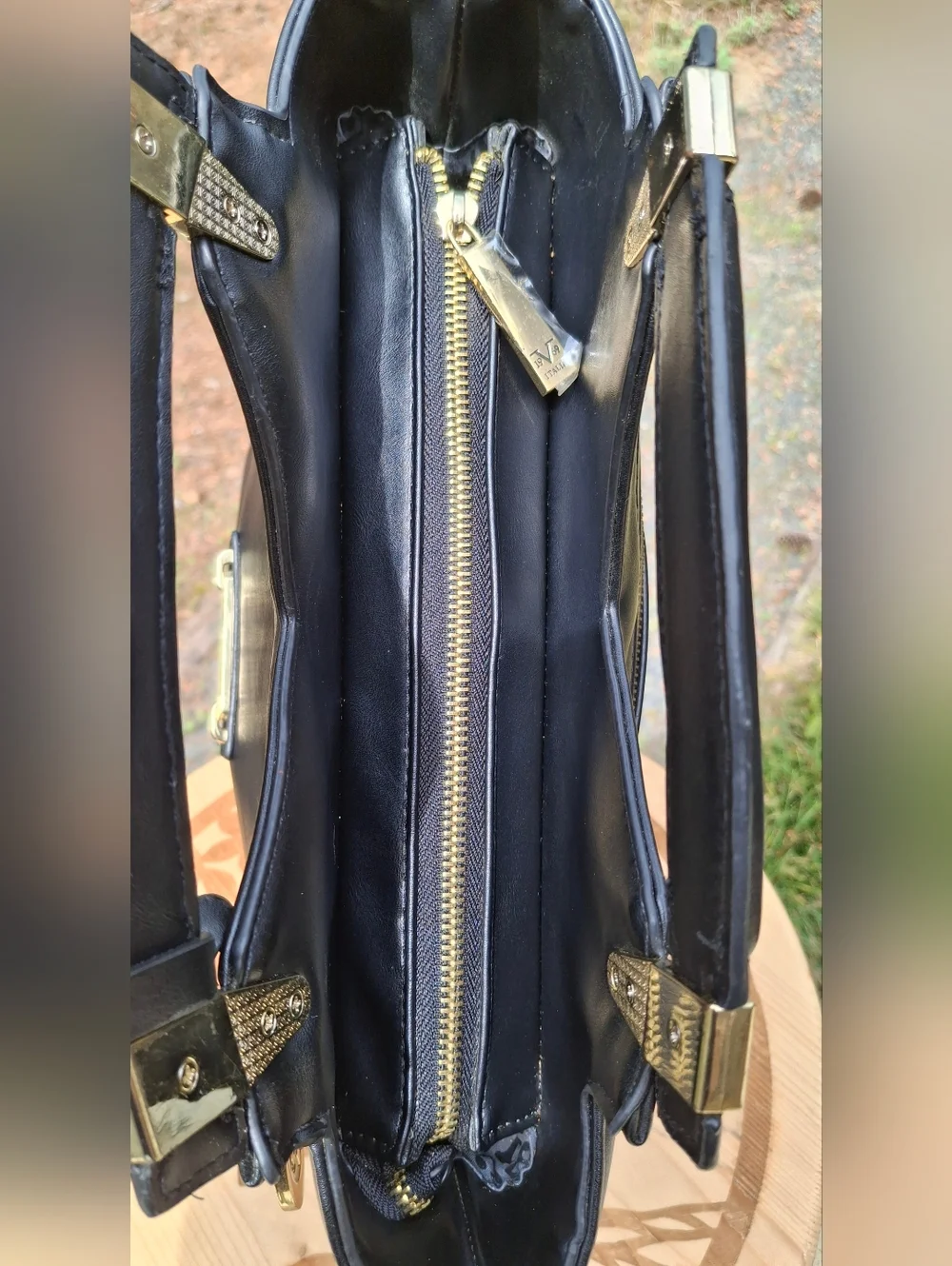 Versace 19v69 Abbigliamento Sportivo SRL Black Faux Leather Satchel Crossbody